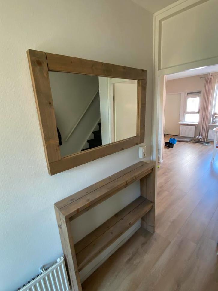 Spiegel met side tabel stijgerhout, Huis en Inrichting, Woonaccessoires | Spiegels, Zo goed als nieuw, Minder dan 100 cm, Rechthoekig