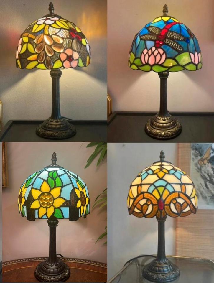 Uitzoeken ! Nu 89,- per stuk echte glas in lood tafellampen, Huis en Inrichting, Lampen | Tafellampen, Nieuw, Minder dan 50 cm