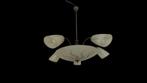 Vintage hanglamp met 5 kelken en schaal., Ophalen of Verzenden, Gebruikt, Glas, Minder dan 50 cm