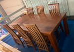 Hardhouten tafel met 6 stoelen, Ophalen, Zo goed als nieuw