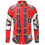 Heren barok overhemd 25 luxe gouden klassiek hemd rood blauw, Kleding | Heren, Verzenden, Nieuw