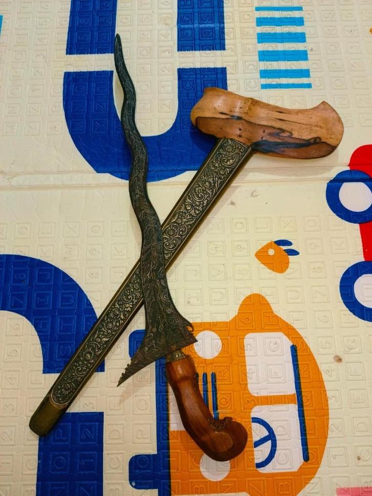 Antieke Kris Carubuk 7 Luk Pamor Segoro Wedi Surakarta SVC56, Antiek en Kunst, Kunst | Niet-Westerse kunst, Verzenden