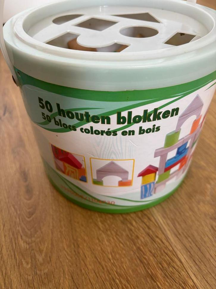 Houten blokken set baby/peuter, Kinderen en Baby's, Speelgoed | Bouwstenen, Zo goed als nieuw, Overige merken, Ophalen of Verzenden
