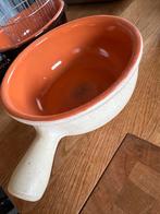 Vintage Aardewerk kaasfonduepan, Huis en Inrichting, Keuken | Potten en Pannen, Ophalen, Overige materialen, Gebruikt, Keramische plaat