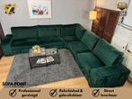 GRATIS LEVERING Enorme Groene Fluwelen Hoekbank, Huis en Inrichting, Ophalen of Verzenden, Zo goed als nieuw, Noordkade 68A, Stof