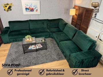 GRATIS LEVERING Enorme Groene Fluwelen Hoekbank beschikbaar voor biedingen
