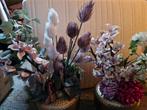 Twee goudkleurige vazen met droogbloemen, Huis en Inrichting, Ophalen, Gebruikt