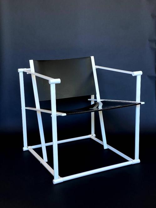 Pastoe FM60 Kubus fauteuils zwart-wit, Radboud van Beekum, Huis en Inrichting, Fauteuils, Gebruikt, Hout, Metaal, 50 tot 75 cm