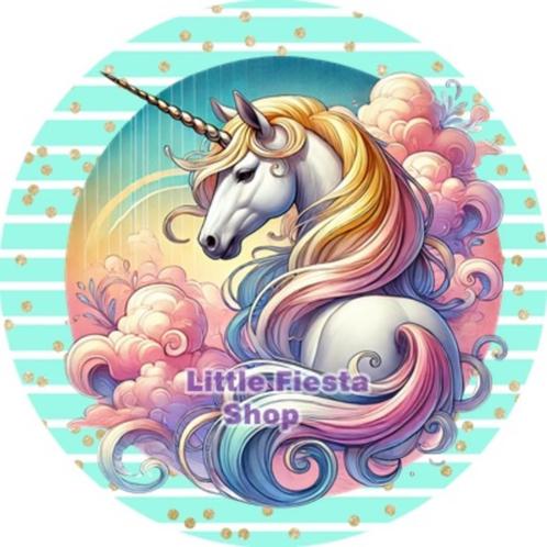LF6455 ouwel eenhoorn 20x4,7cm eetbare cupcake rondjes vers, Hobby en Vrije tijd, Taarten en Cupcakes maken, Nieuw, Versiering