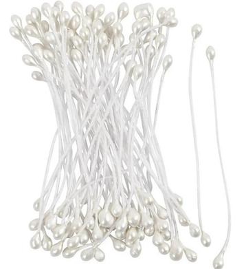 Deco meeldraden wit parelmoer 100 stuks lengte 6,4 cm kopdik beschikbaar voor biedingen