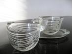 Art deco gestreept glazen roomstel Mikasa jaren 80, Antiek en Kunst, Antiek | Glas en Kristal, Ophalen of Verzenden