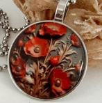 Nwe. Rode bloemen hanger incl. ketting, Ophalen, Nieuw, Rood, Overige materialen
