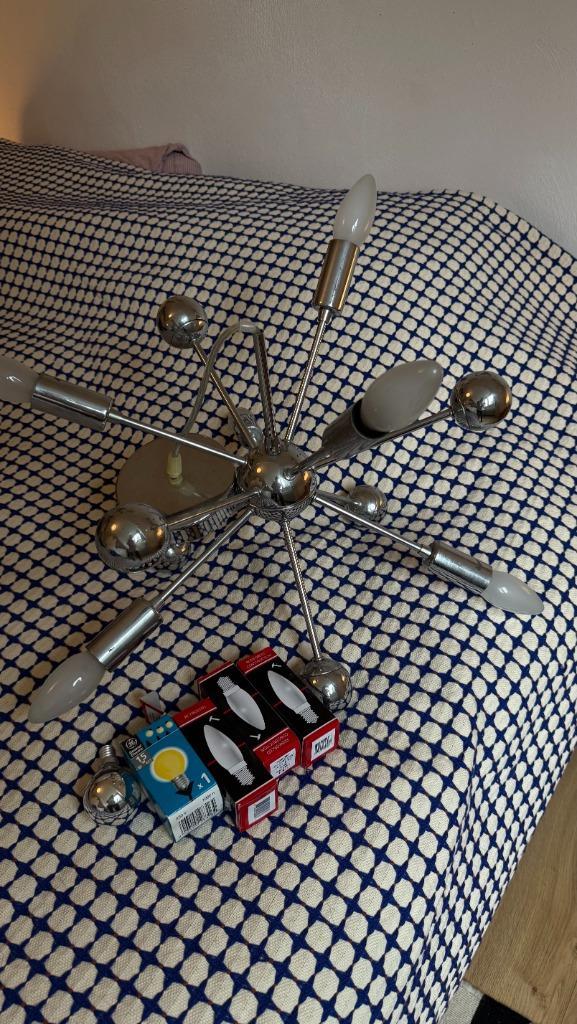 plafondlamp sputniklamp vintage design, Huis en Inrichting, Lampen | Hanglampen, Zo goed als nieuw, Minder dan 50 cm, Metaal, Ophalen