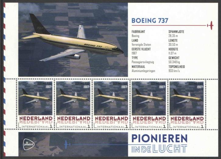 Pionieren in de Luchtvaart: Boeing 737, Postzegels en Munten, Postzegels | Nederland, Postfris, Na 1940, Ophalen of Verzenden