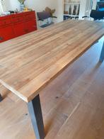 Teakhouten industriele eettafel, 220x100, Huis en Inrichting, Tafels | Eettafels, 200 cm of meer, Zo goed als nieuw, Rechthoekig