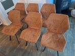Cognac eetkamerstoelen van MXSOFA set van 6, Ophalen, Gebruikt, Bruin, Stof