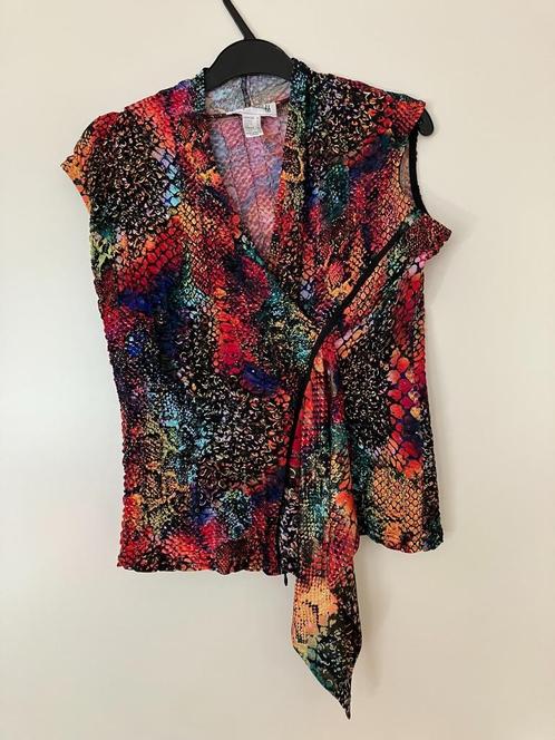 Vintage & Unieke Ribkoff top US14 EU maat 44 - kleurrijk, Kleding | Dames, Tops, Nieuw, Maat 42/44 (L), Rood, Zonder mouw, Ophalen of Verzenden