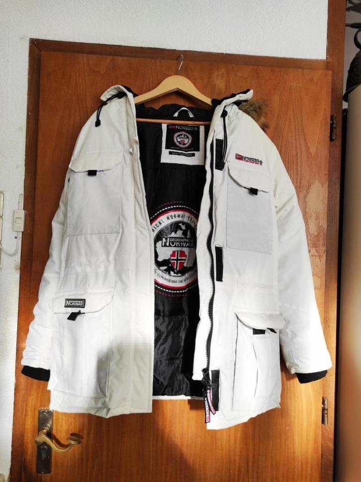 Geographical Norway jas gewatteerde dames parka wit 5/XXL, Kleding | Dames, Jassen | Winter, Zo goed als nieuw, Maat 46/48 (XL) of groter