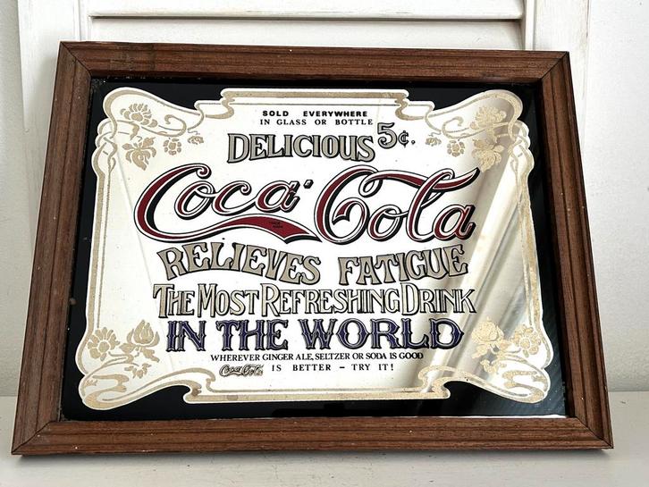 Vintage Coca Cola spiegel Delicious  33 x 25.5, Verzamelen, Merken en Reclamevoorwerpen, Gebruikt, Gebruiksvoorwerp, Ophalen