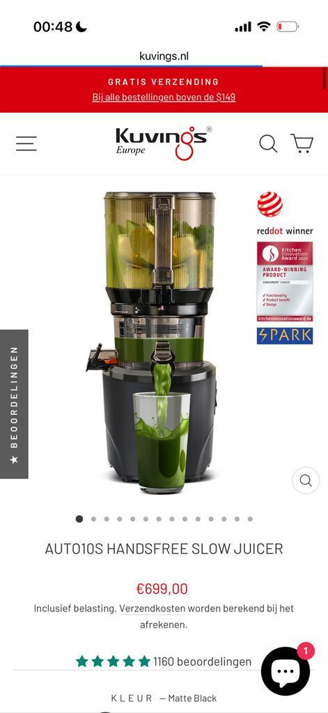 AUTO10S HANDSFREE SLOW JUICER, Witgoed en Apparatuur, Keukenmixers, Zo goed als nieuw, Minder dan 1 liter, 3 snelheden of meer