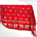 Bijzondere batik wikkelrok warmrood met vrolijke olifantjes, Ophalen of Verzenden, Nieuw, Beige, Onder de knie