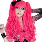 Fel roze mix lolita krullen pruik met staarten op klem, Nieuw, Pruik of Haarverlenging, Verzenden