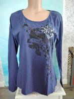 Blauw shirt met print maat 40 Garcia, Kleding | Dames, T-shirts, Garcia, Blauw, Maat 38/40 (M), Ophalen of Verzenden