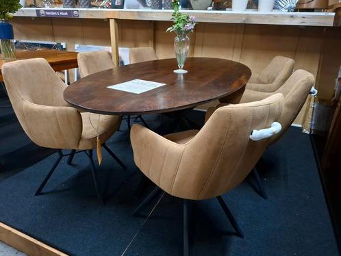 6 Nieuwe Armleuning stoelen, Camel, zwart frame en greep., Huis en Inrichting, Stoelen, Nieuw, Vijf, Zes of meer stoelen, Metaal