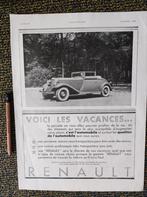 Renault advertentie uit 1933, Ophalen of Verzenden, Gebruikt, Auto's