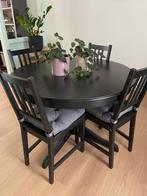 Mooie zwarte ikea uitschuifbare tafel, Huis en Inrichting, Tafels | Eettafels, Ophalen, Rond, 50 tot 100 cm