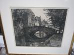 Wim van Leusden(P.Scheen) Mooie zw-wit ets v/d Meebrug, Antiek en Kunst, Kunst | Etsen en Gravures, Ophalen