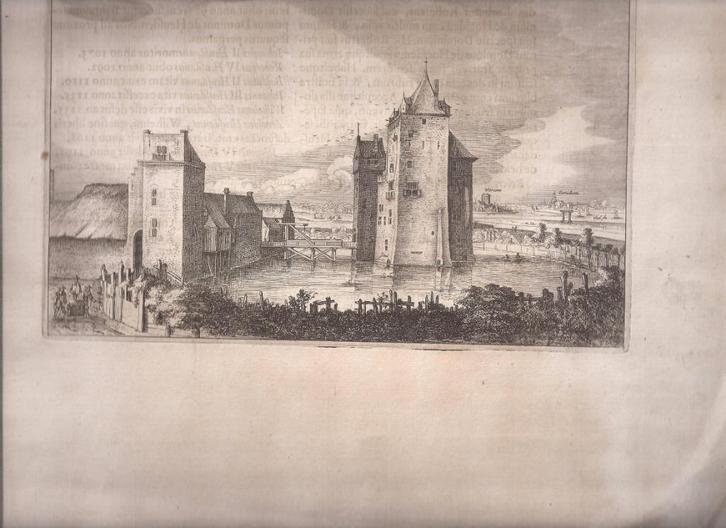 't Huys te Lovensteyn Kasteel / Slot Loevestein Blaeu 1649, Antiek en Kunst, Kunst | Etsen en Gravures, Ophalen of Verzenden