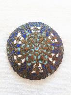 Antieke Perzische Broche, Blauw, Turquoise en Wit Emaille, Verzenden, Overige materialen, Broche, Verguld