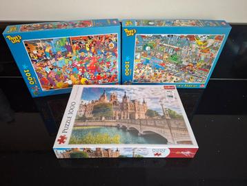 3 puzzels 1000 stukjes  beschikbaar voor biedingen
