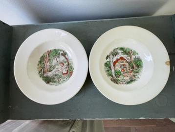 2 vintage kinderbord sprookjes roodkapje P. Regout porselein beschikbaar voor biedingen
