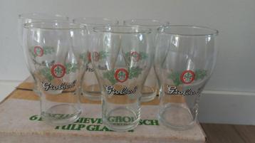 6 orginele Grolsch bierglazen beschikbaar voor biedingen