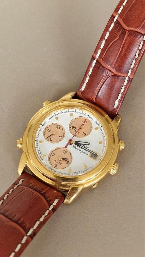 Seiko chronograph, Sieraden, Tassen en Uiterlijk, Horloges | Heren, Gebruikt, Polshorloge, Seiko, Staal, Leer, Ophalen of Verzenden