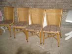 4 rietenstoelen met kussens, Huis en Inrichting, Stoelen, Ophalen, Gebruikt, Eén