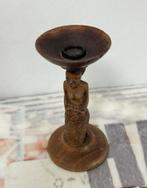 Antiek 1950 afrika Africa Congo hout handgesneden kandelaar, Ophalen of Verzenden