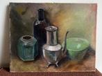 Stilleven met kom, pot, kan en fles, Antiek en Kunst, Kunst | Schilderijen | Klassiek, Ophalen of Verzenden