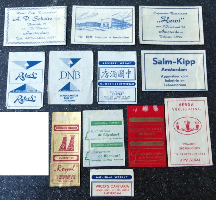 Amsterdam suikerzakjes leeg suikerwikkels, Verzamelen, Suikerzakjes, Nederland, Ophalen of Verzenden