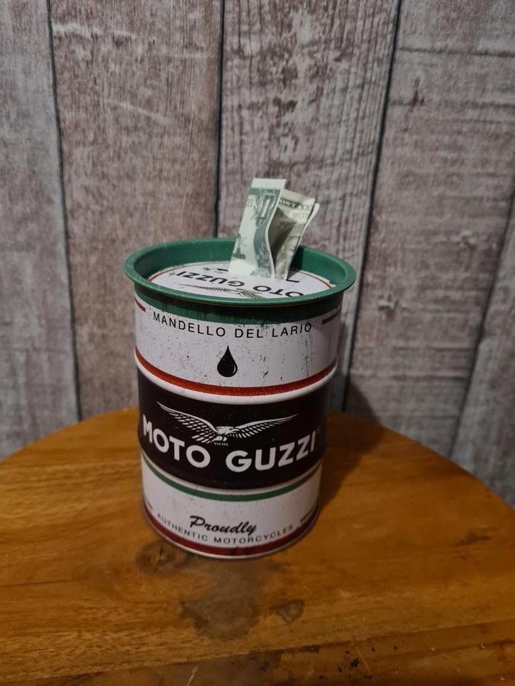 Blikken spaarpot Moto guzzi, Verzamelen, Merken en Reclamevoorwerpen, Nieuw, Gebruiksvoorwerp, Ophalen of Verzenden