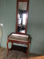 Antieke tafel met marmer blad en spiegel, Ophalen of Verzenden, Rechthoekig, Minder dan 50 cm, Minder dan 100 cm