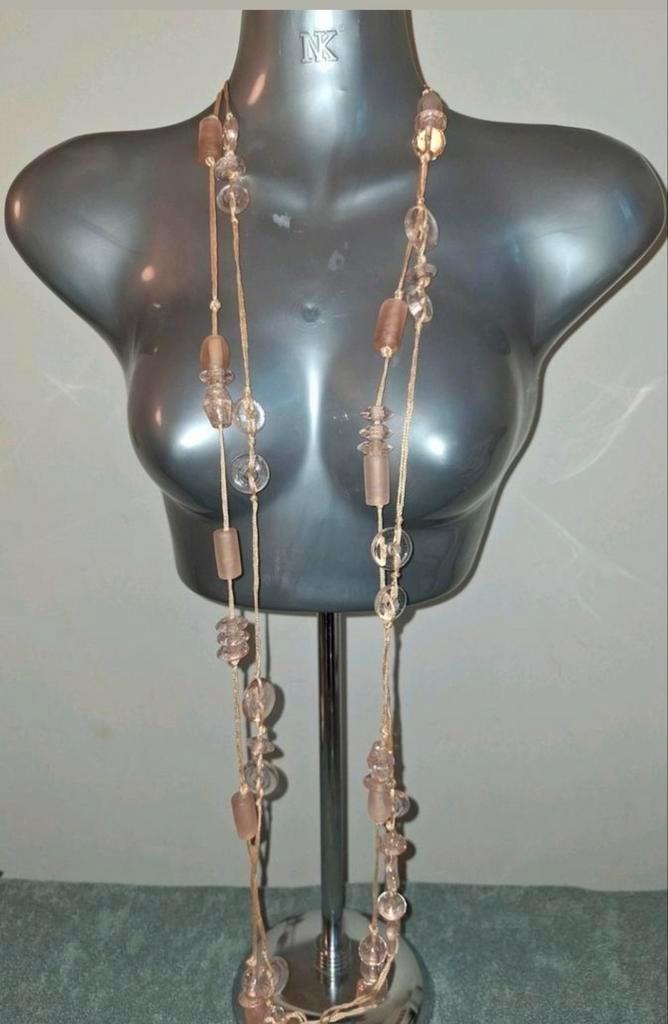 Manouk - lange ketting met glaskralen, Sieraden, Tassen en Uiterlijk, Kettingen, Nieuw, Overige materialen, Overige kleuren, Met hanger