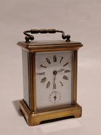 Antieke messing reisklok met handvat, Antiek en Kunst, Ophalen of Verzenden