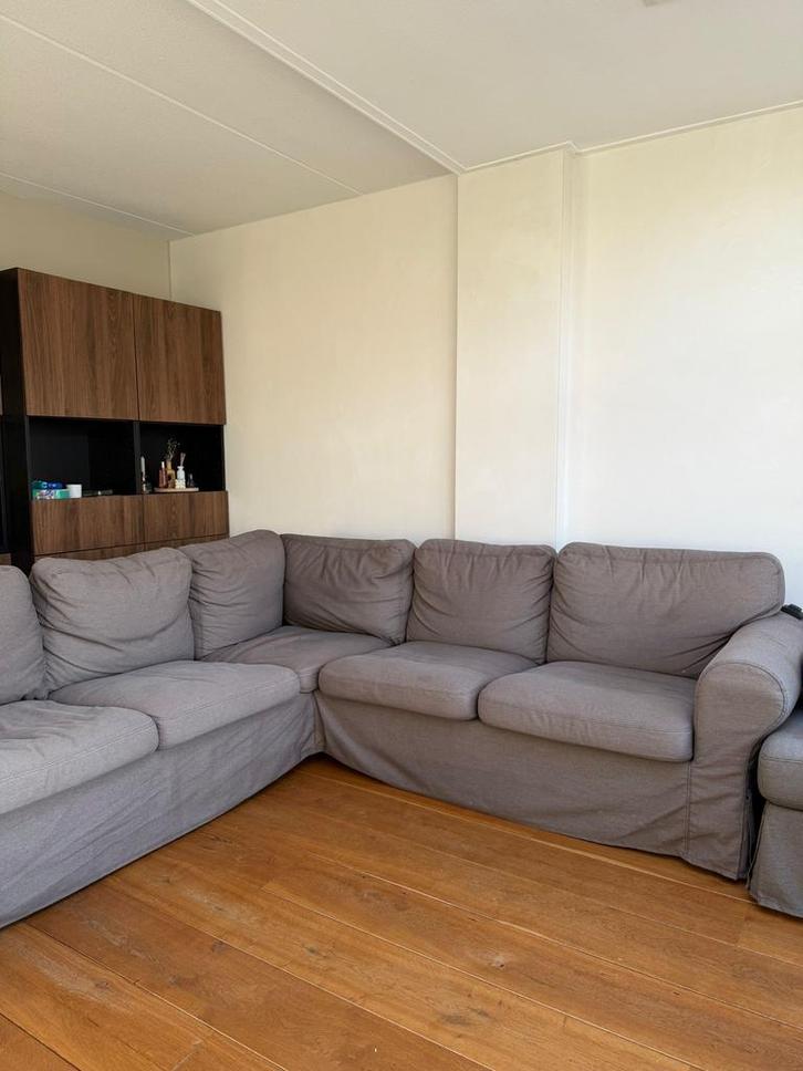 Hoekbank Ikea Ektorp met voetenbank (dit weekend ophalen), Huis en Inrichting, Banken | Complete zithoeken, Gebruikt, Ophalen