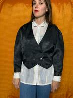 Vintage oversized jasje / blazer - zwart - glimmend, Maat 38/40 (M), Zwart, Hgv, Ophalen of Verzenden