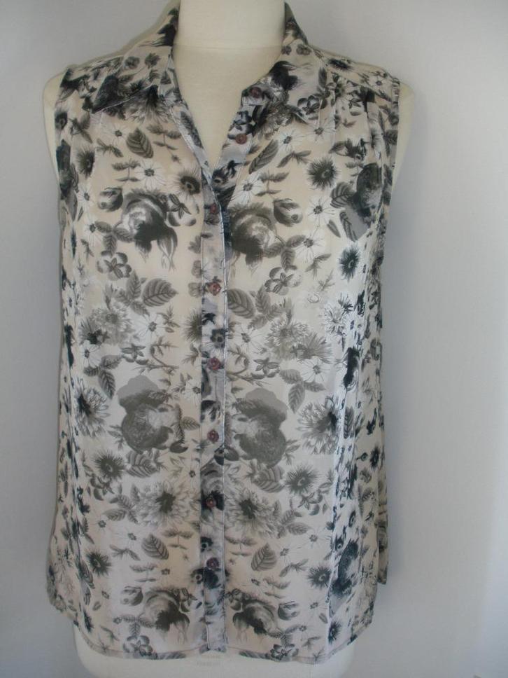 VILA bloes beige grijze bloemen maat L - nieuw -, Kleding | Dames, Blouses en Tunieken, Nieuw, Maat 38/40 (M), Beige, Ophalen of Verzenden