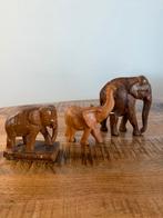 Set van drie vintage olifanten van hout, Ophalen of Verzenden