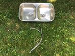 Dubbele RVS spoelbak / aanrecht / gootsteen, Ophalen, Gebruikt, 50 tot 100 cm, Minder dan 100 cm